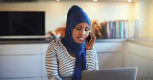 ACTO-Associate-Membership showing muslim woman on phone and with laptop